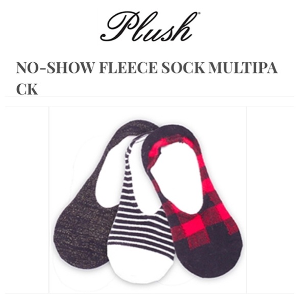 NEW! FLEECE SOCKS! NO-SHOW / SOCKLETS MULTIPACK! PLUSH brand! Black white & red - Picture 1 of 6